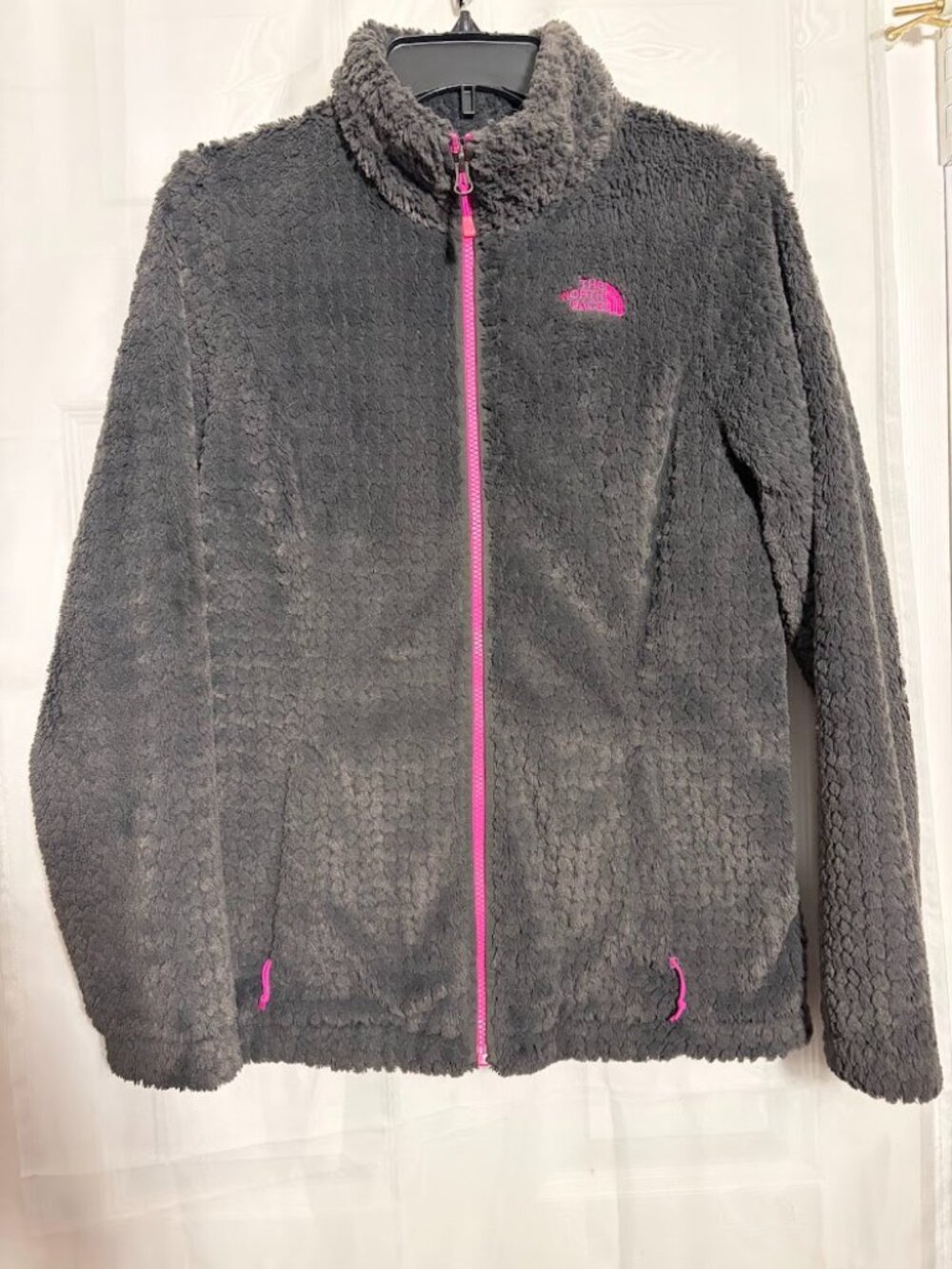 The North Face Women's Grey Sherpa Fleece Full Zip Jacket Pink Size M